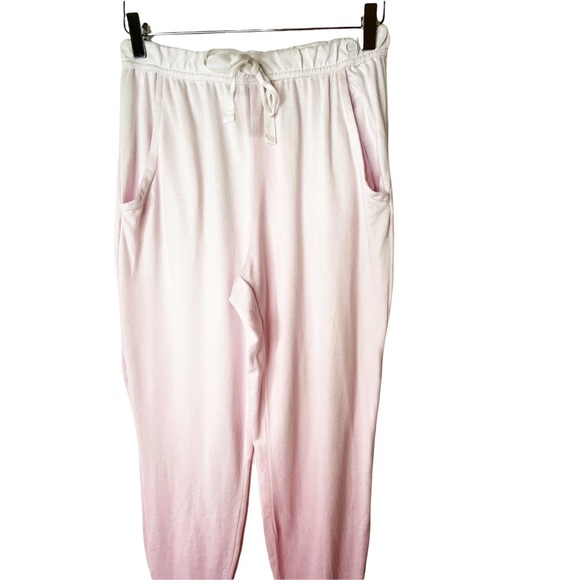 Born Pink White Dip-Dye Hacci Cozy Ombre Soft Lounge Jogger Pants Large - Picture 4 of 8
